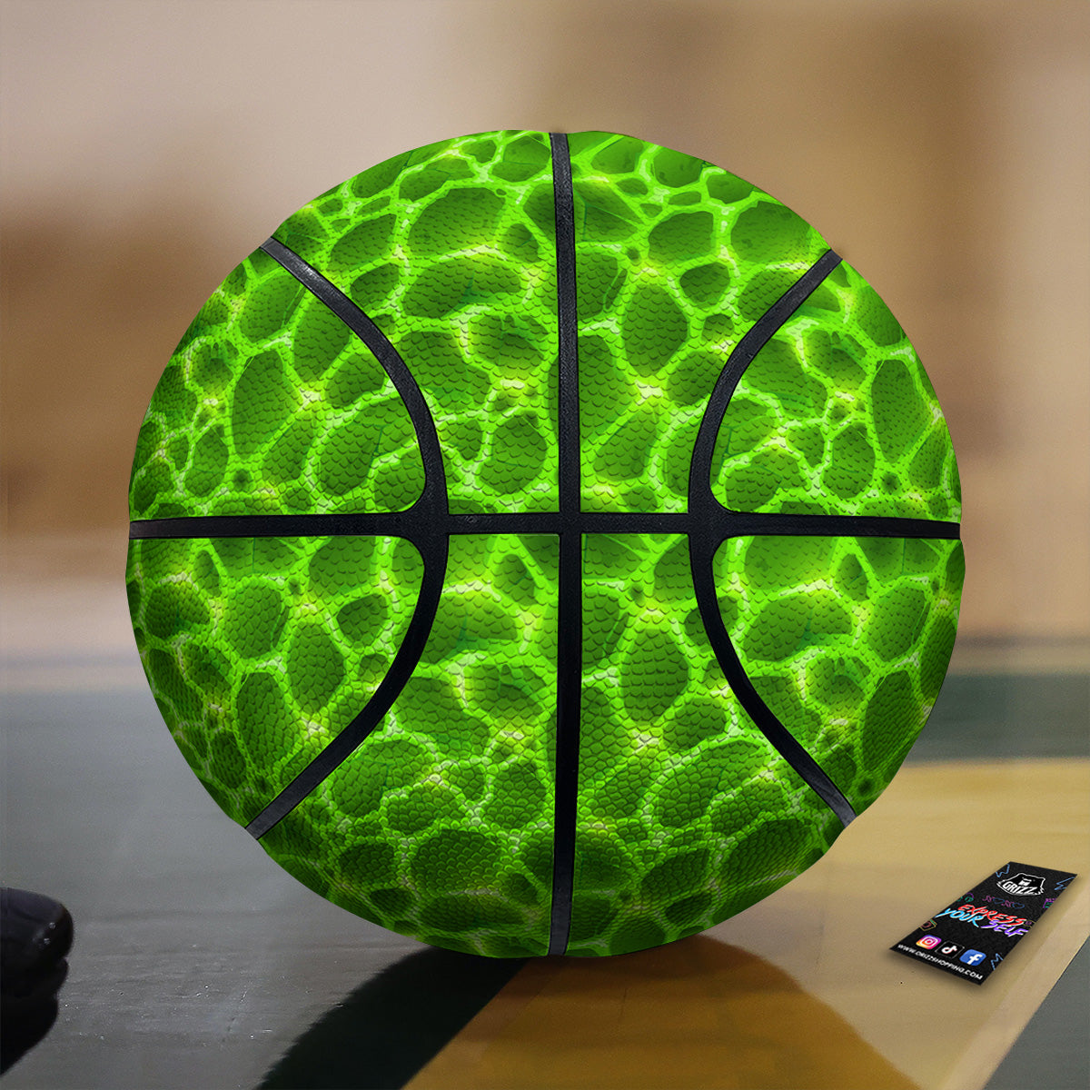Liquid Lava Green Neon Print Pattern Basketball