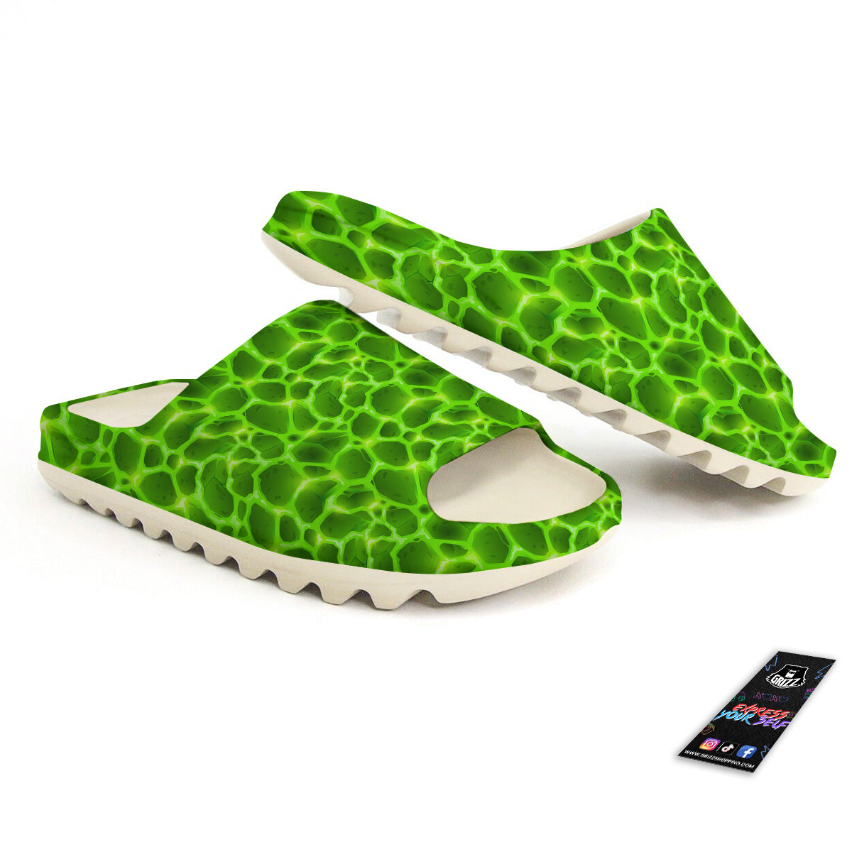 Liquid Lava Green Neon Print Pattern Sandals-grizzshop