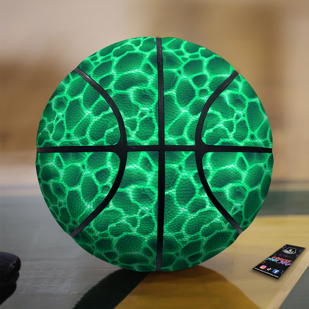 Liquid Lava Green Print Pattern Basketball