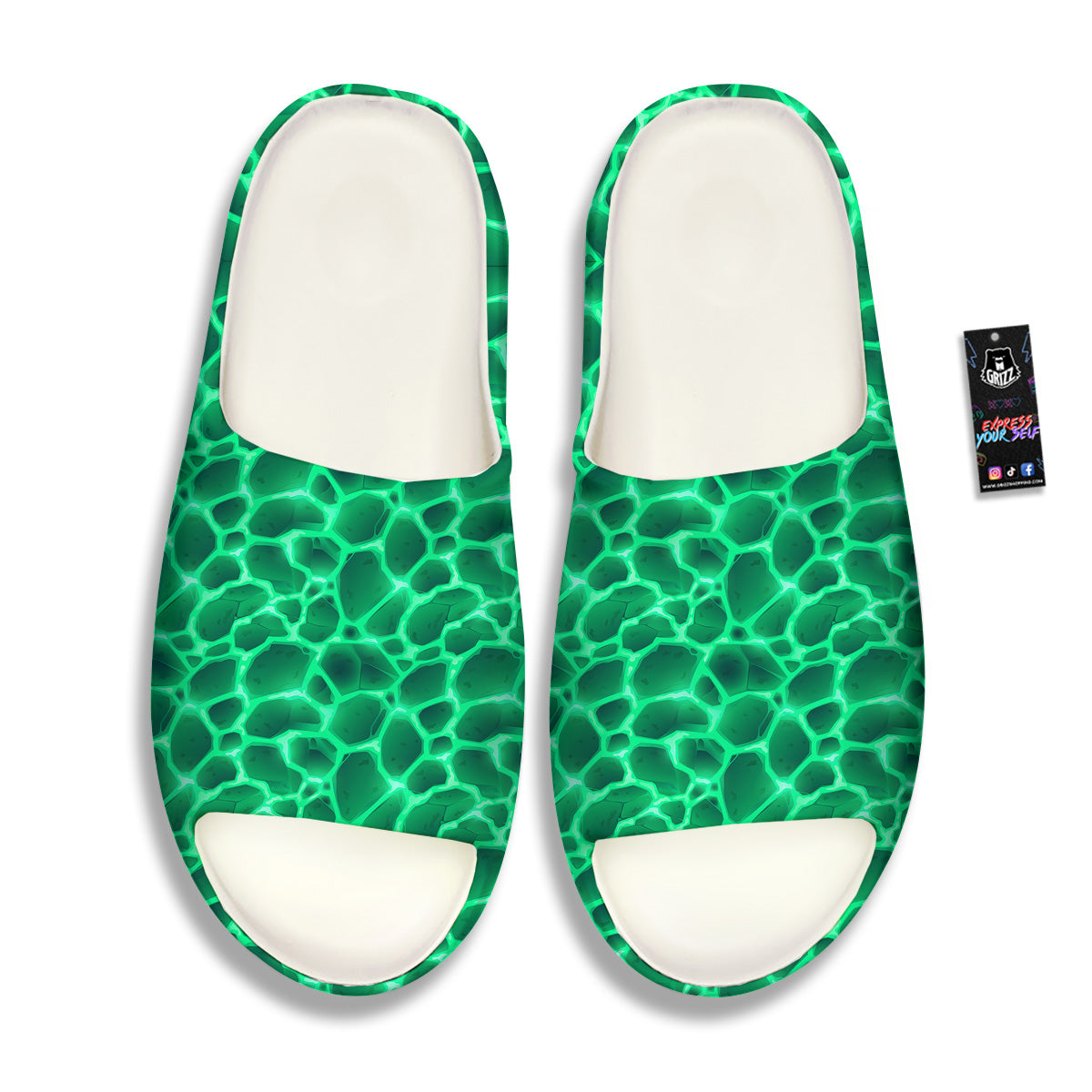 Liquid Lava Green Print Pattern Sandals-grizzshop