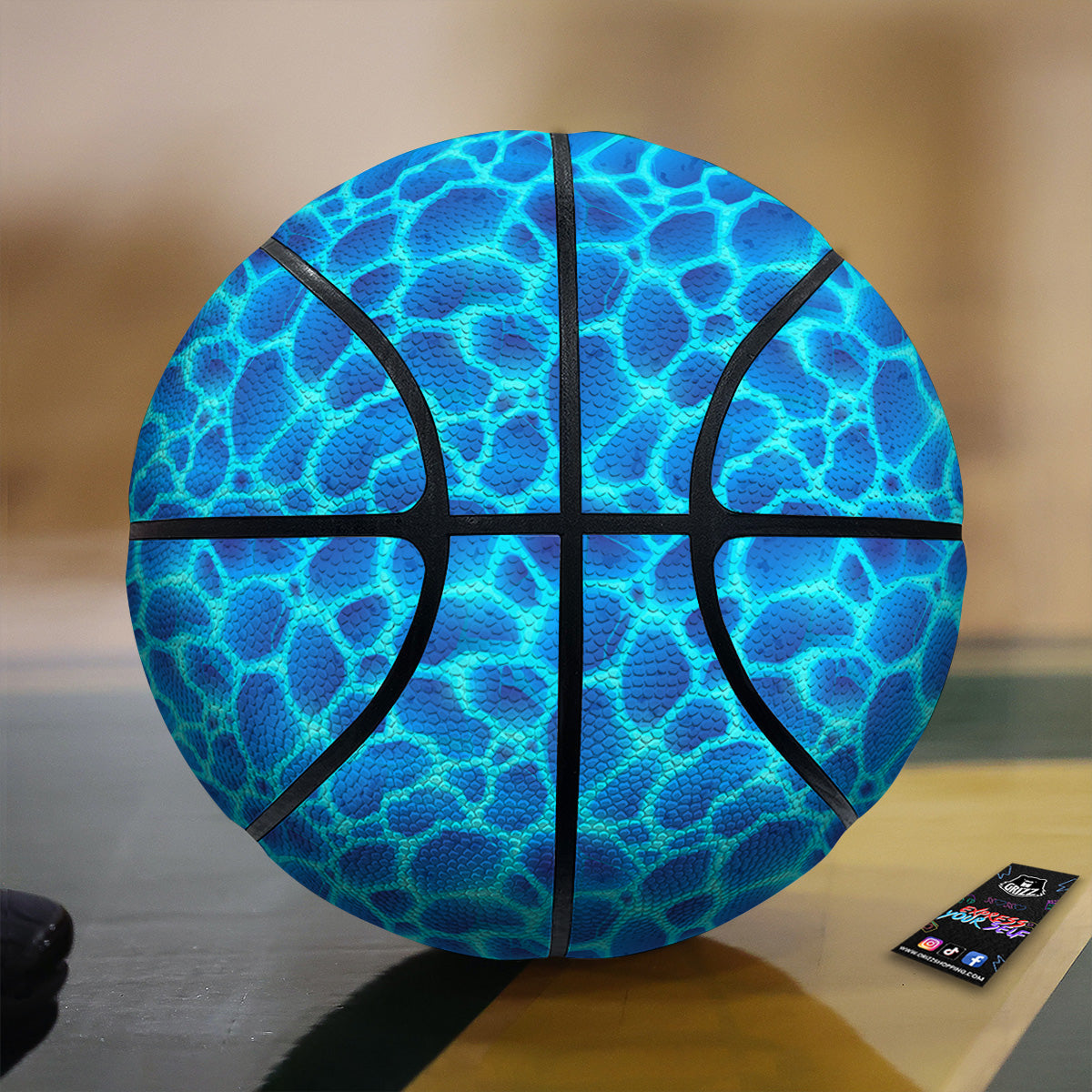 Liquid Lava Ice Blue Print Pattern Basketball