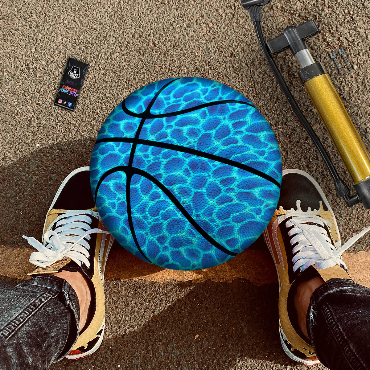 Liquid Lava Ice Blue Print Pattern Basketball