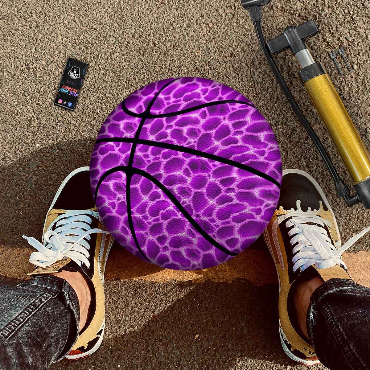Liquid Lava Purple Print Pattern Basketball
