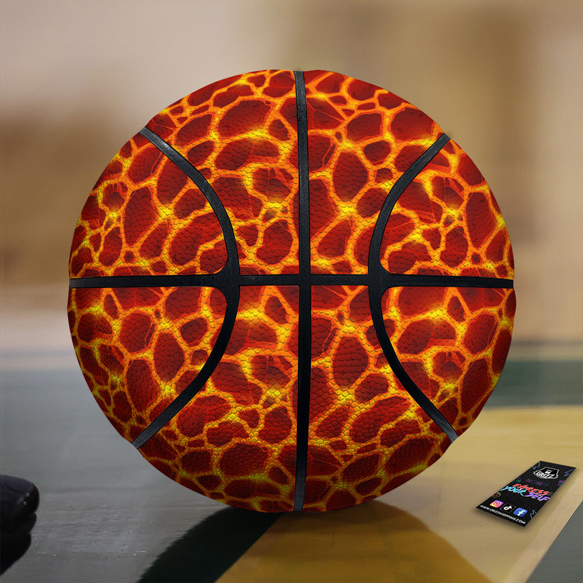 Liquid Lava Red Print Pattern Basketball