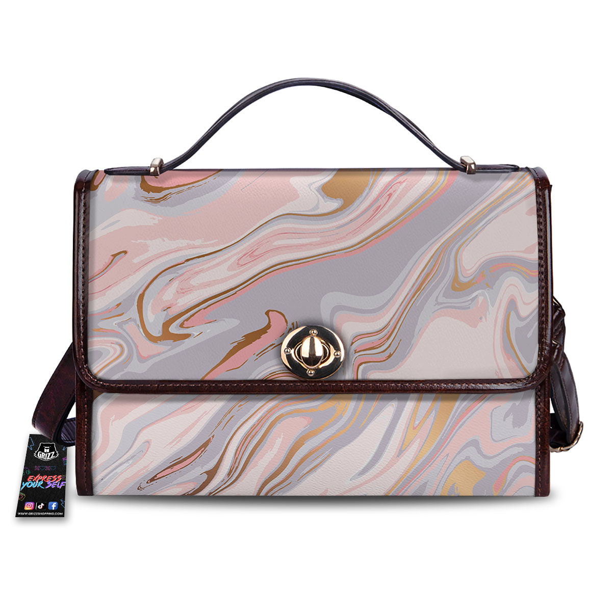 Liquid Marble Pink Print Women's Satchel Bag
