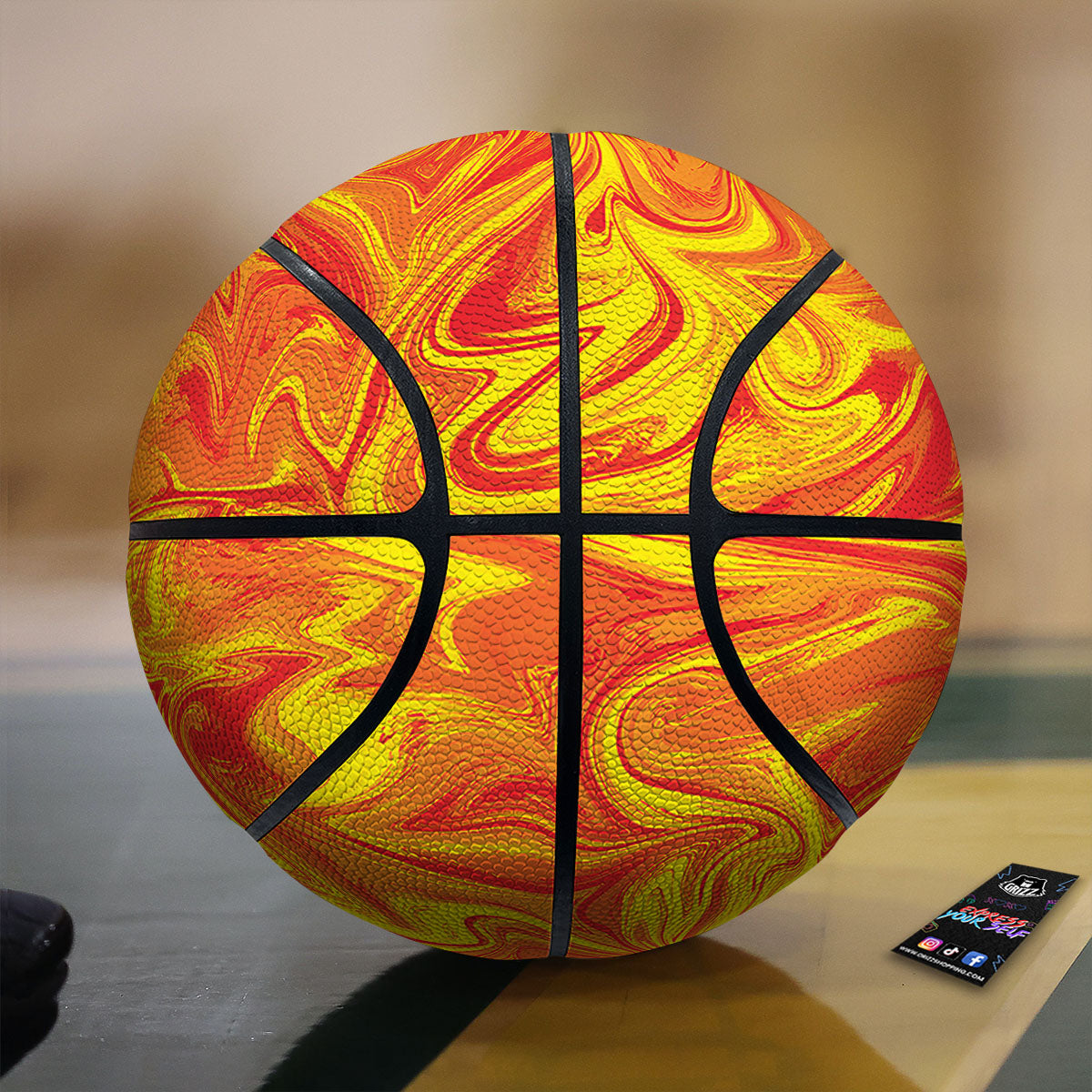 Liquid Psychedelic Trippy Orange Print Basketball