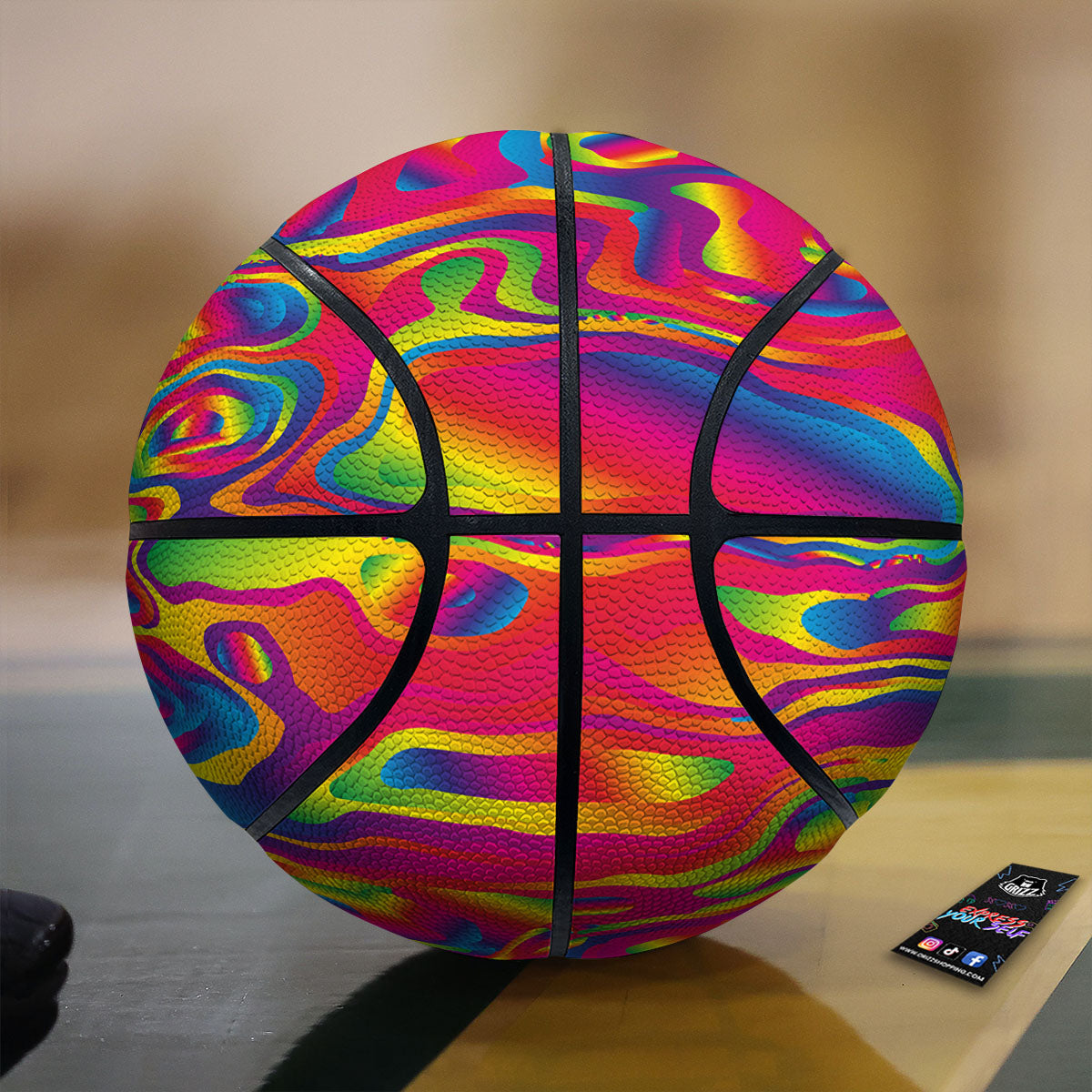 Liquid Trippy Abstract Colorful Print Basketball