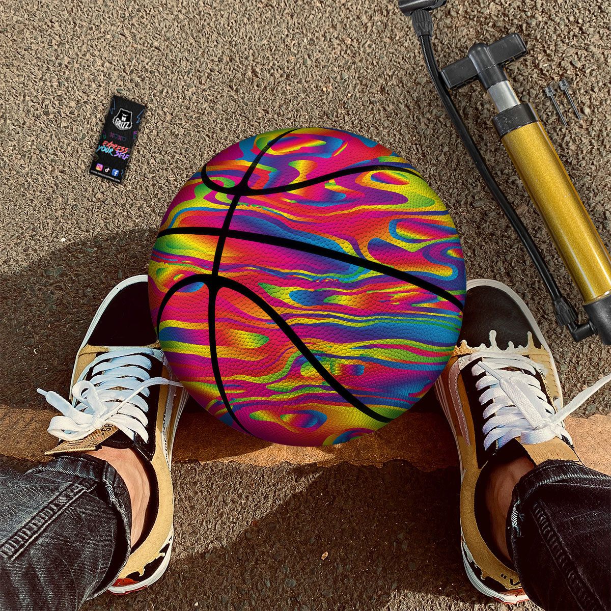 Liquid Trippy Abstract Colorful Print Basketball