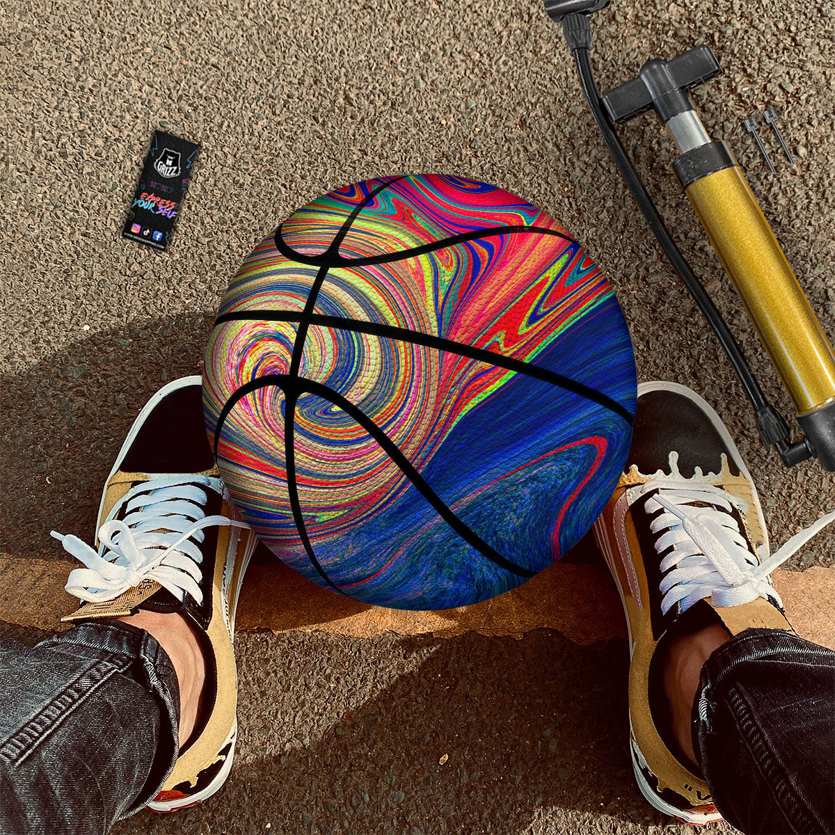 Liquid Trippy Abstract Psychedelic Print Basketball