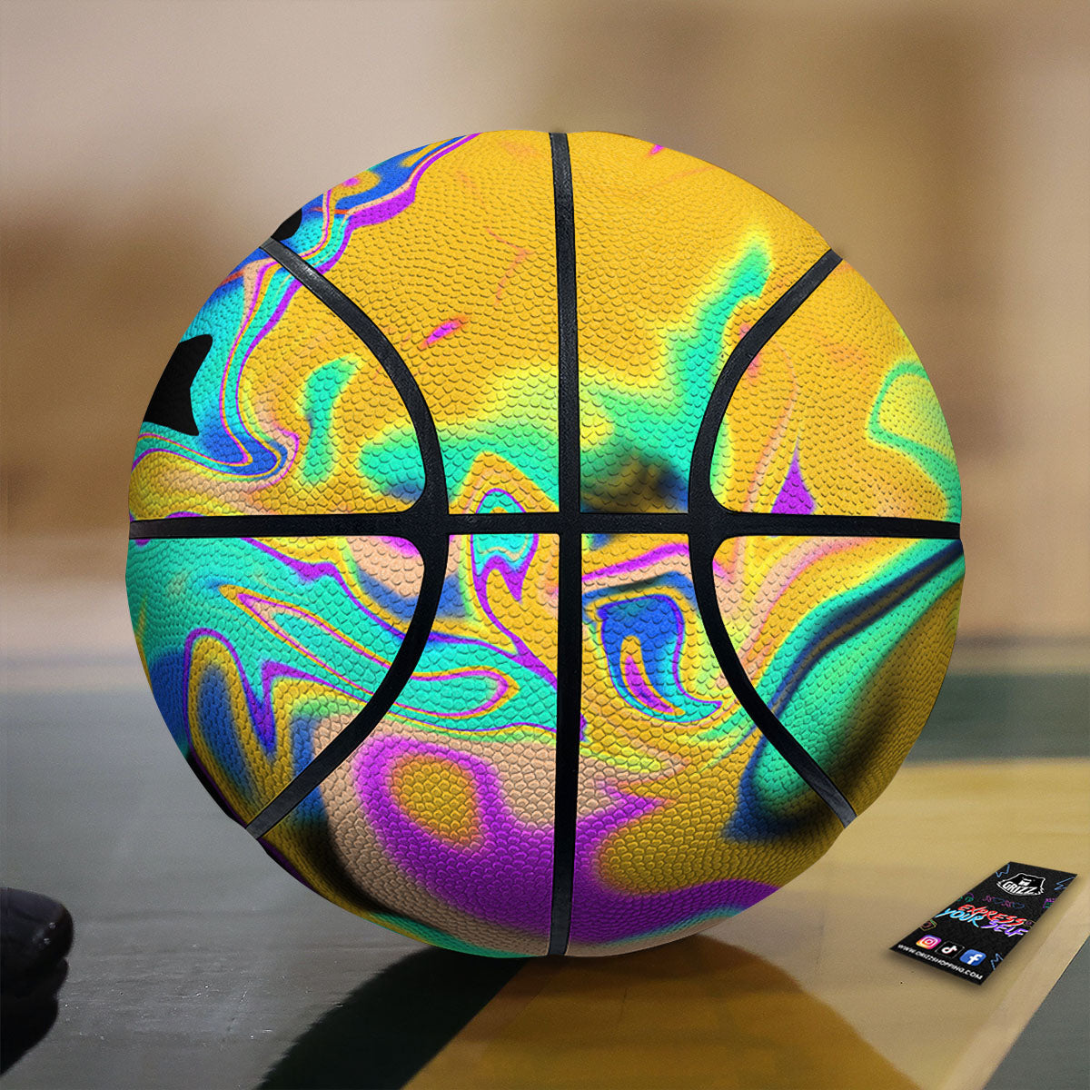 Liquid Trippy Holographic Neon Print Basketball