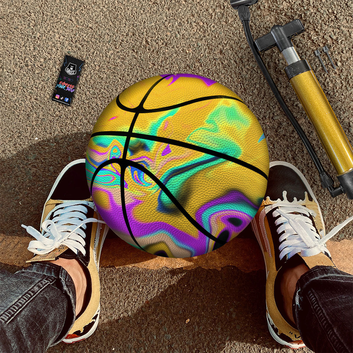 Liquid Trippy Holographic Neon Print Basketball
