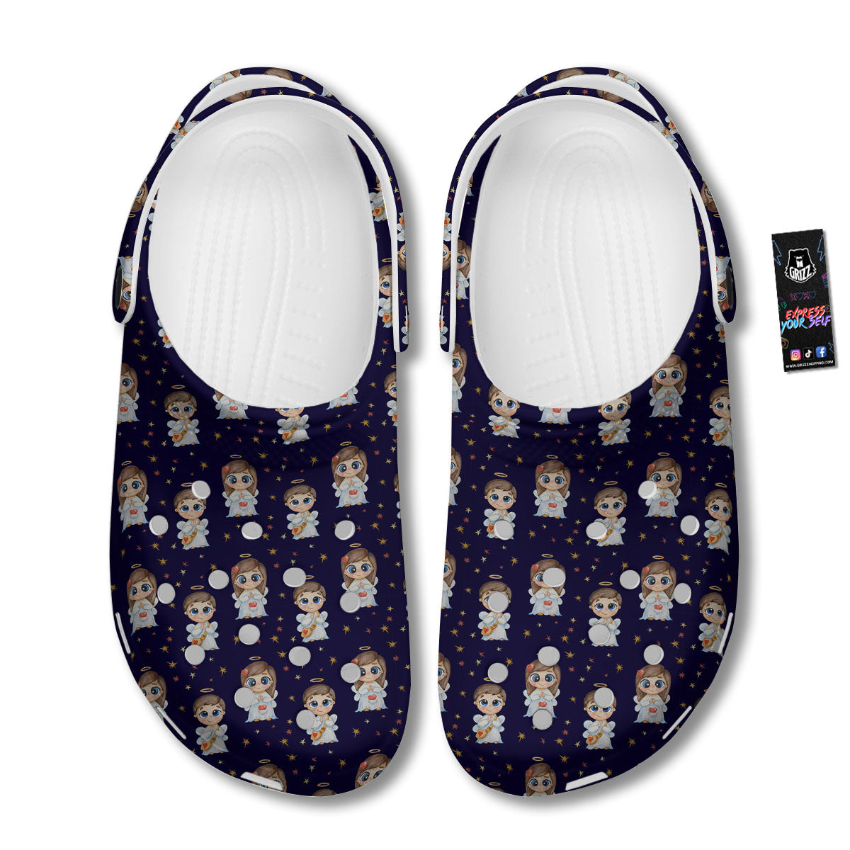 Little Angel Print Pattern Clog-grizzshop