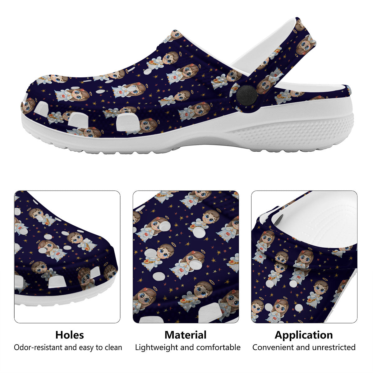 Little Angel Print Pattern Clog-grizzshop