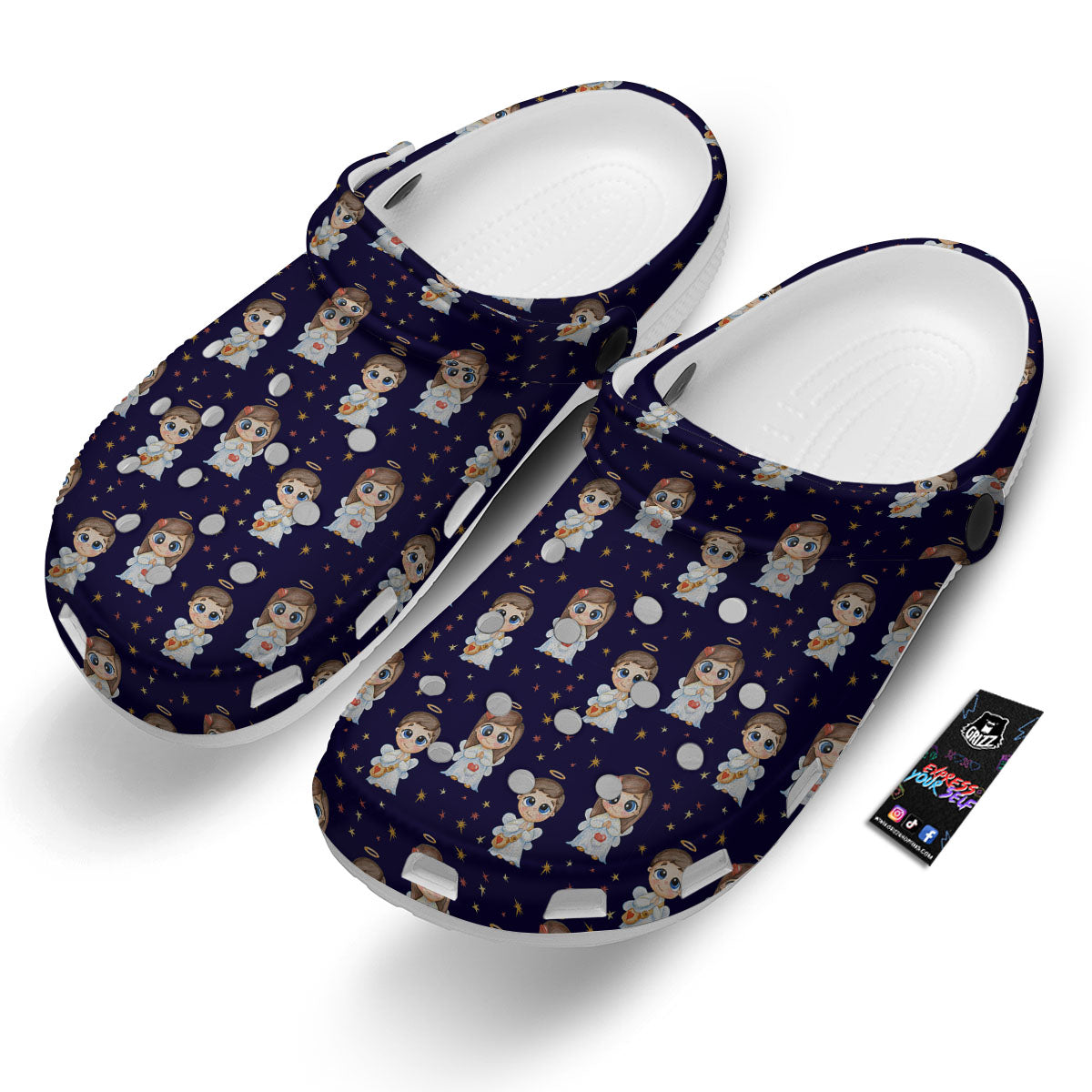 Little Angel Print Pattern Clog-grizzshop