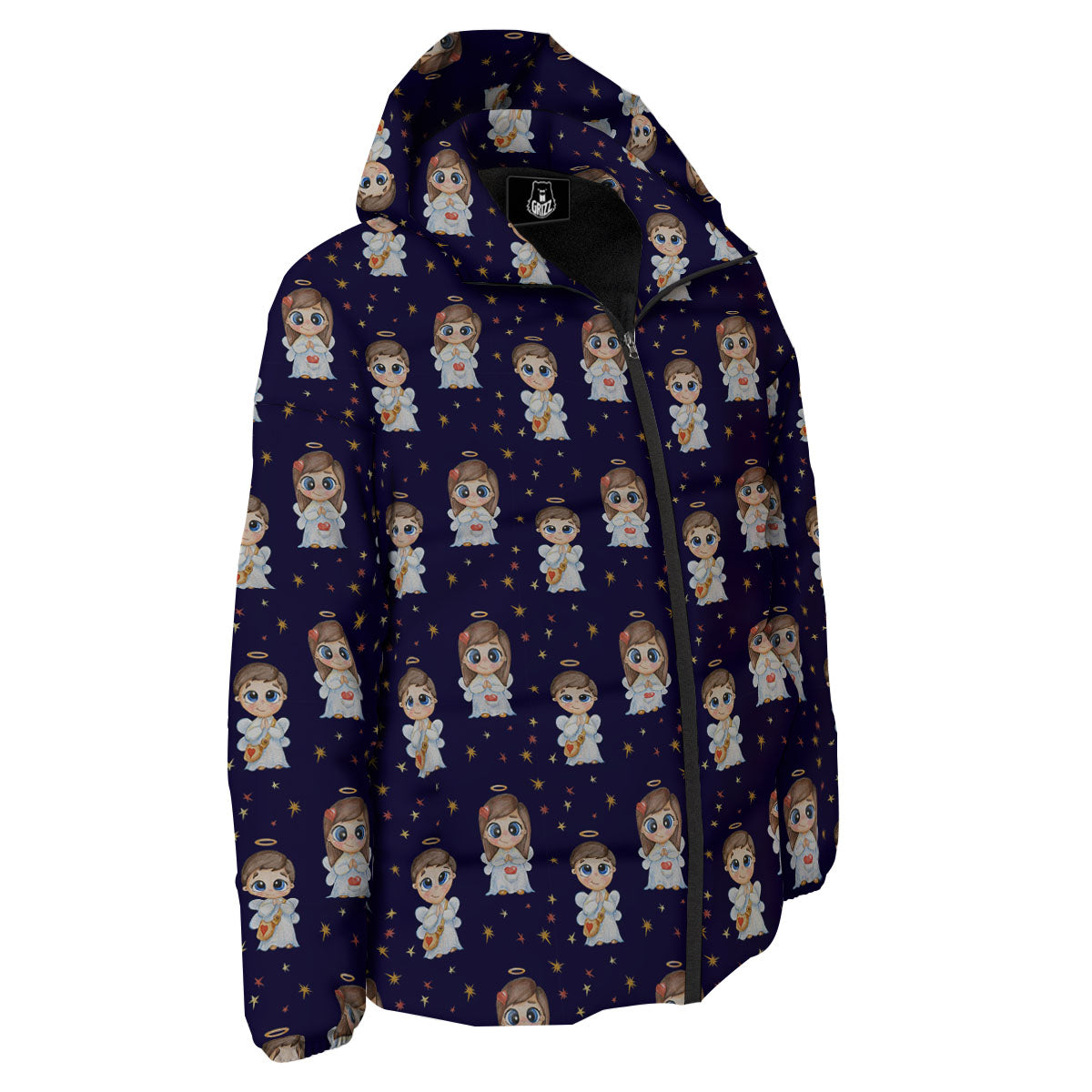 Little Angel Print Pattern Down Jacket-grizzshop