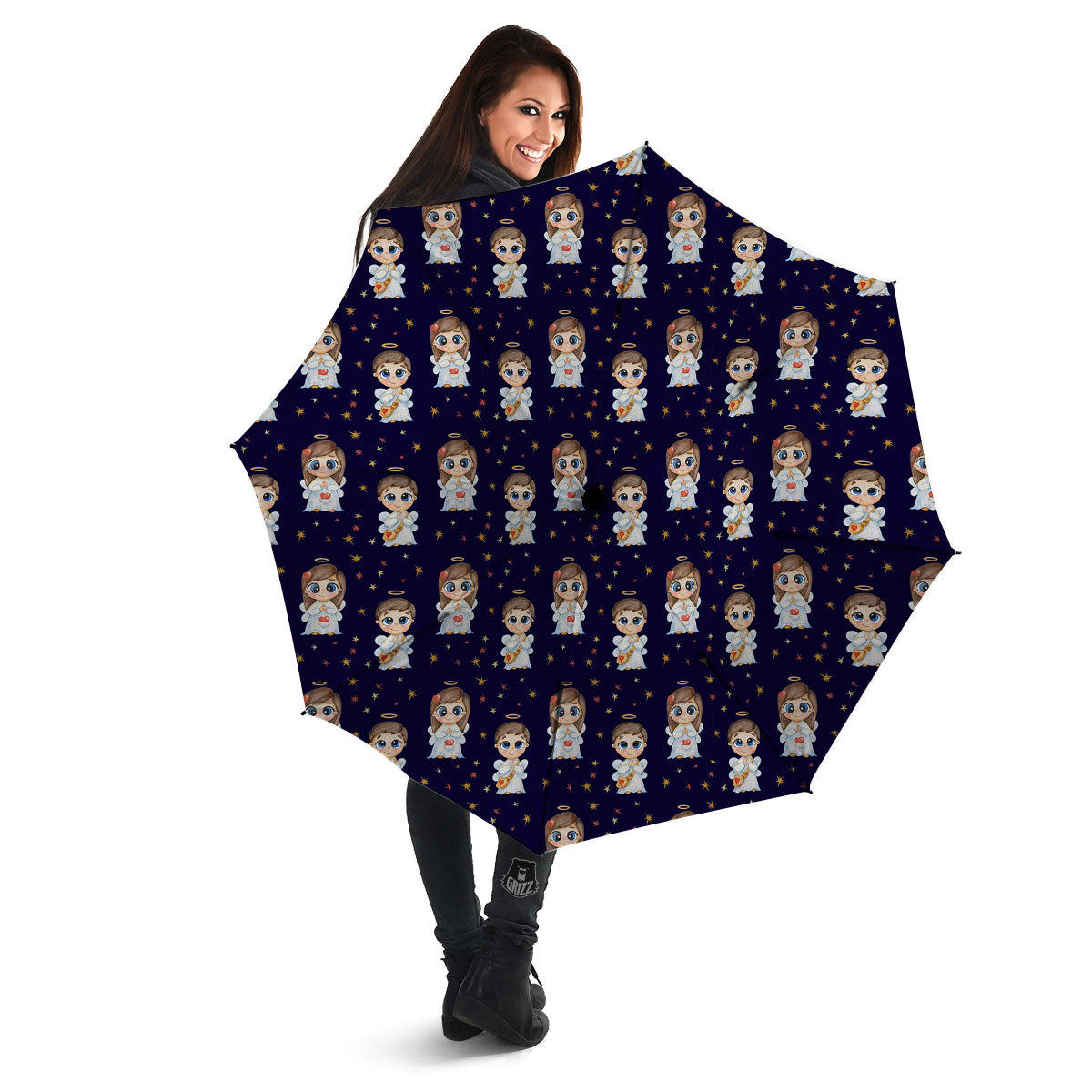 Little Angel Print Pattern Umbrella-grizzshop