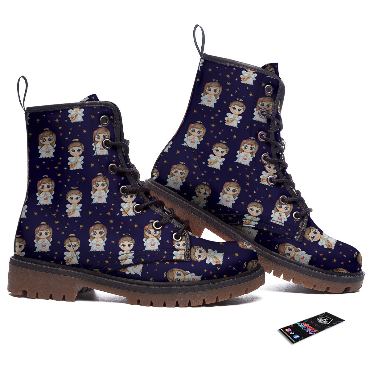 Little Angel Print Pattern Work Boots-grizzshop