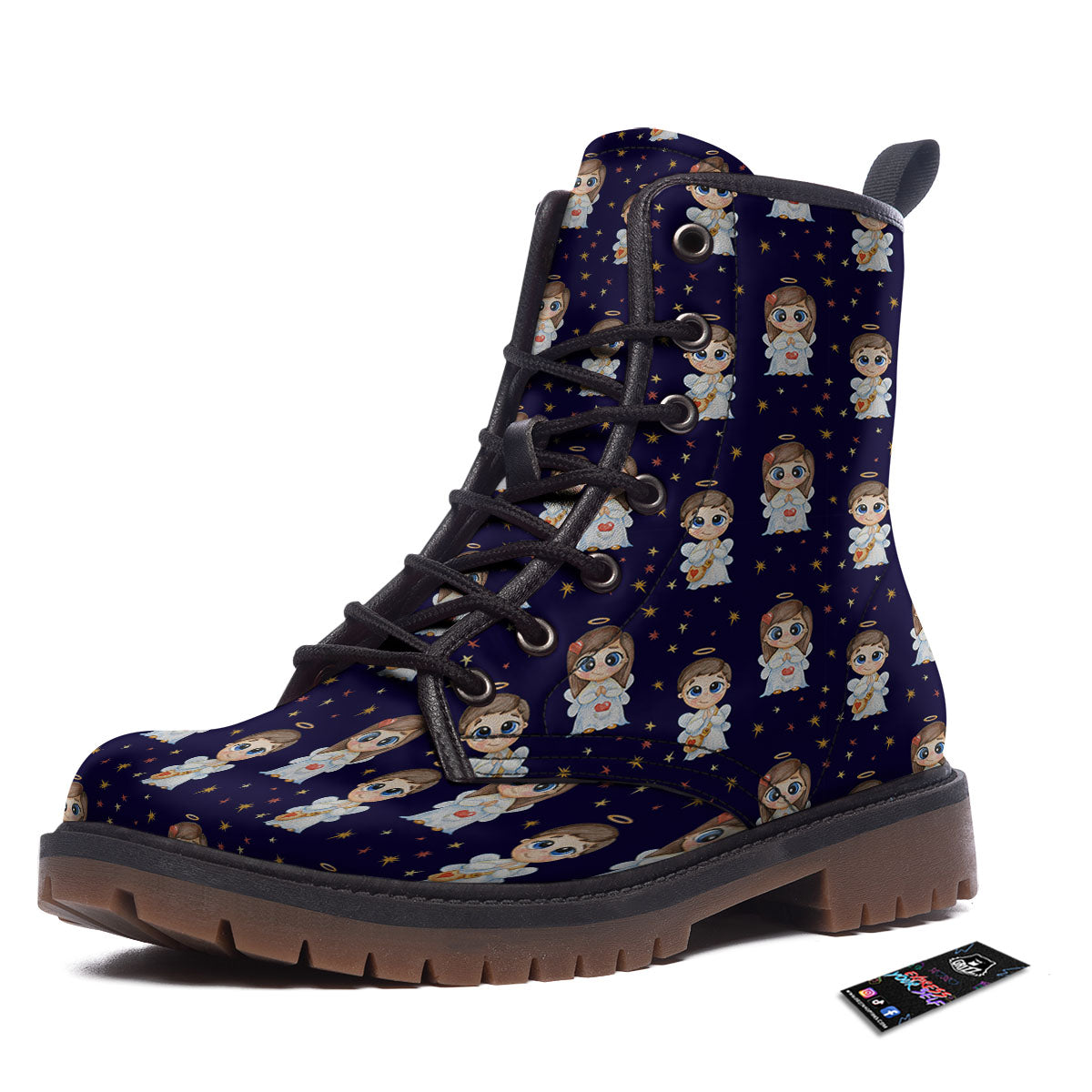 Little Angel Print Pattern Work Boots-grizzshop