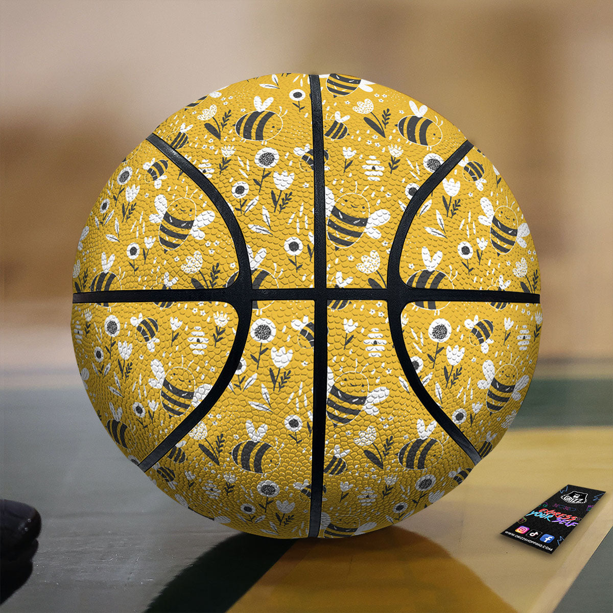 Little Bee Print Pattern Basketball-grizzshop