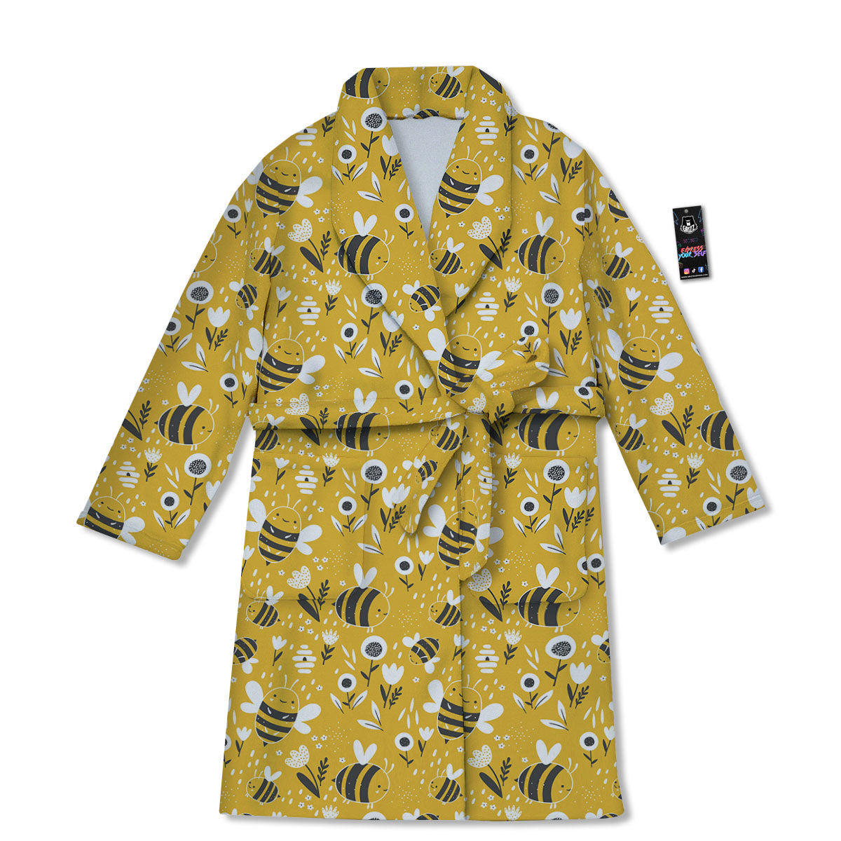 Little Bee Print Pattern Bathrobe-grizzshop