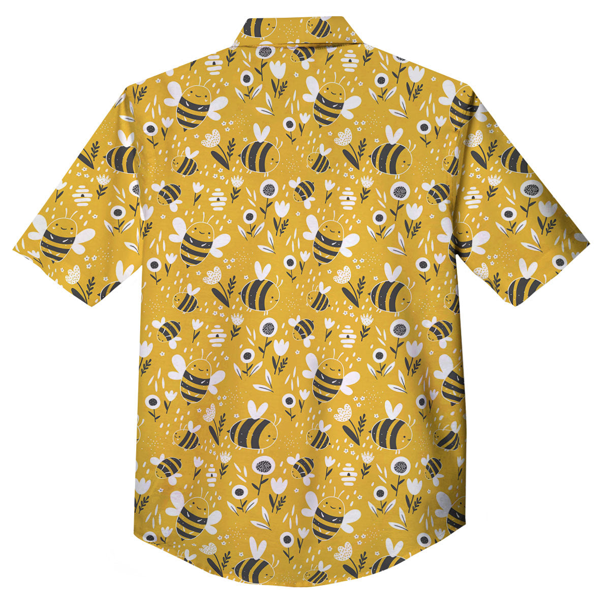 Little Bee Print Pattern Button Up Shirt-grizzshop