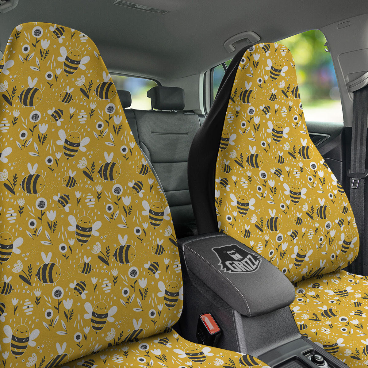 Little Bee Print Pattern Car Seat Covers-grizzshop