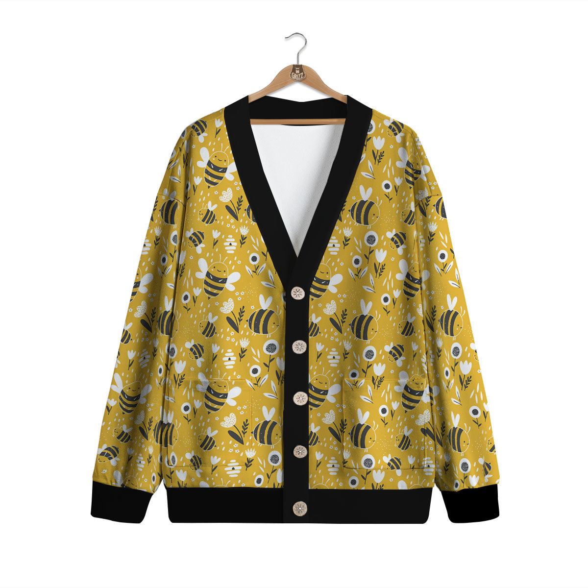 Little Bee Print Pattern Cardigan-grizzshop