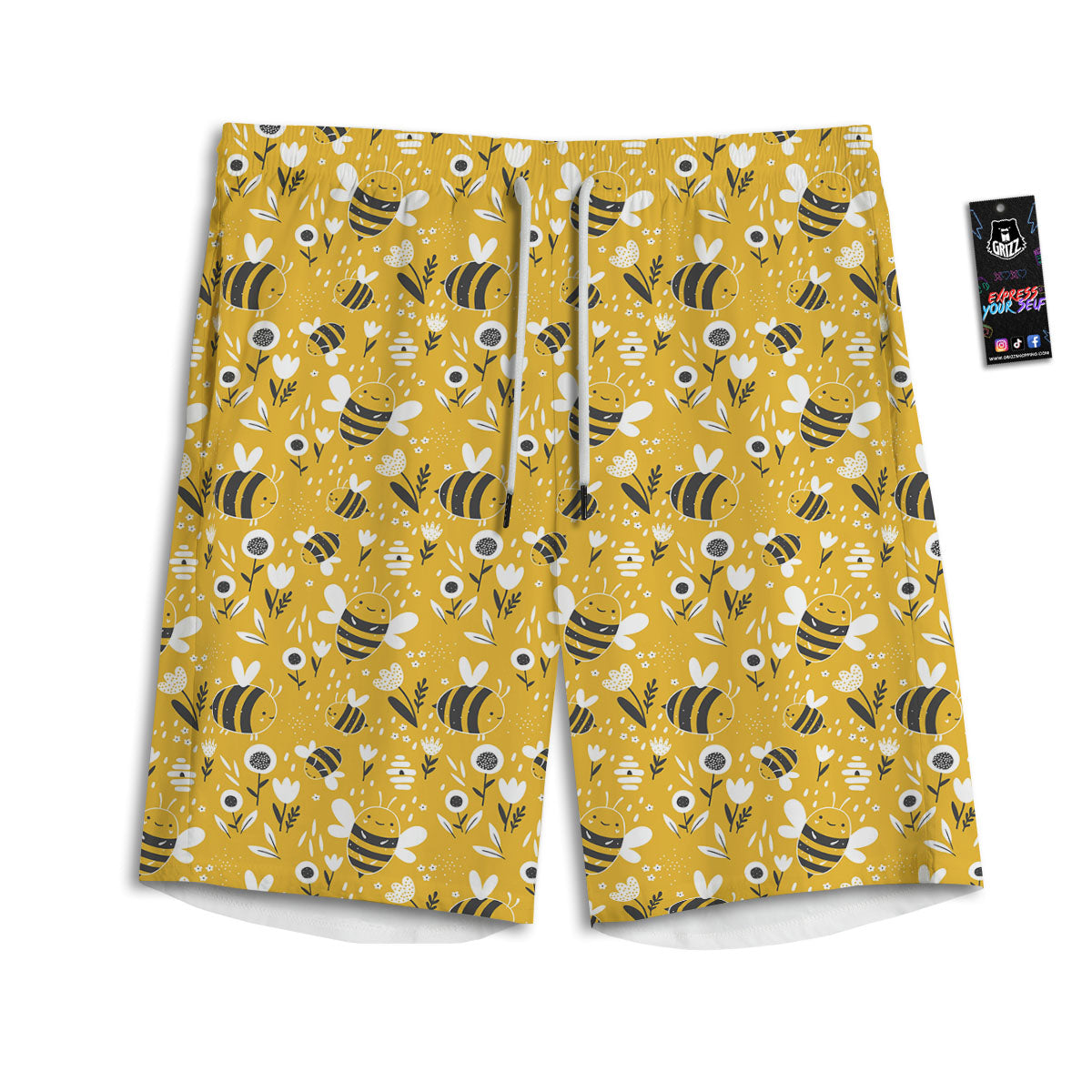 Little Bee Print Pattern Men's Athletic Shorts
