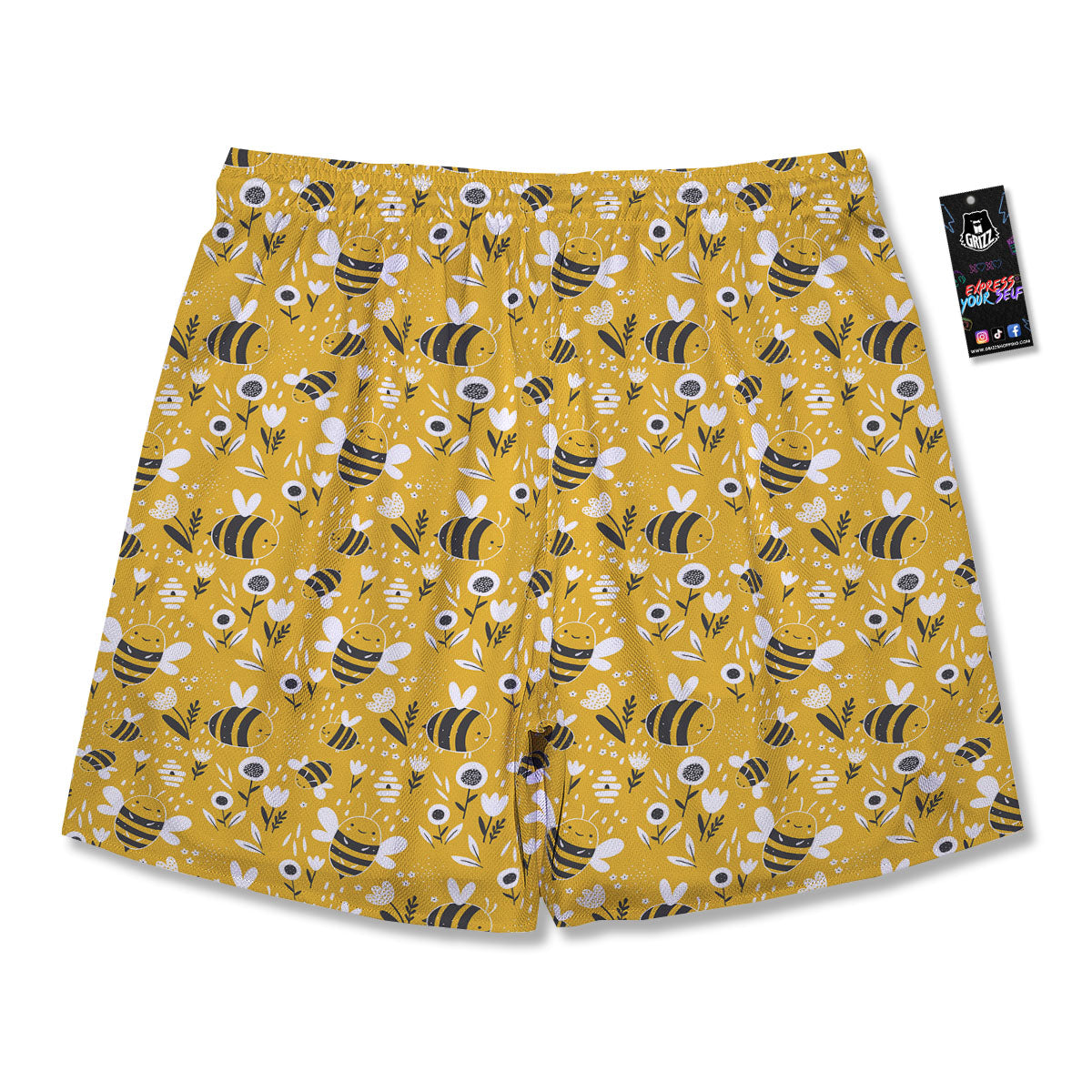 Little Bee Print Pattern Men's Running Shorts-grizzshop