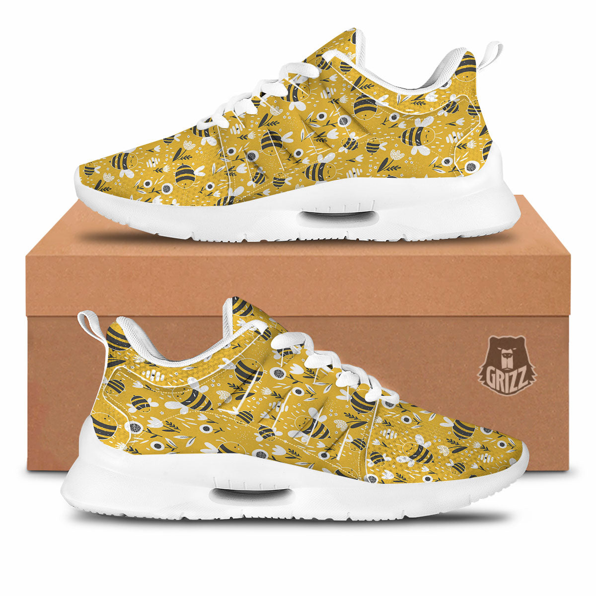 Little Bee Print Pattern Tennis Shoes-grizzshop