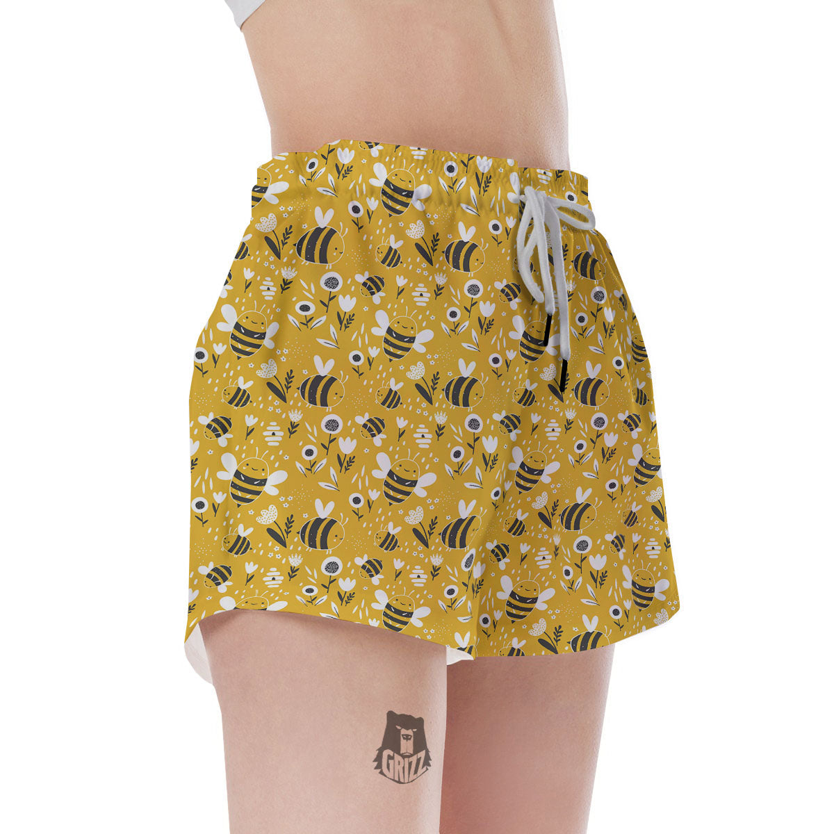 Little Bee Print Pattern Women's Shorts-grizzshop
