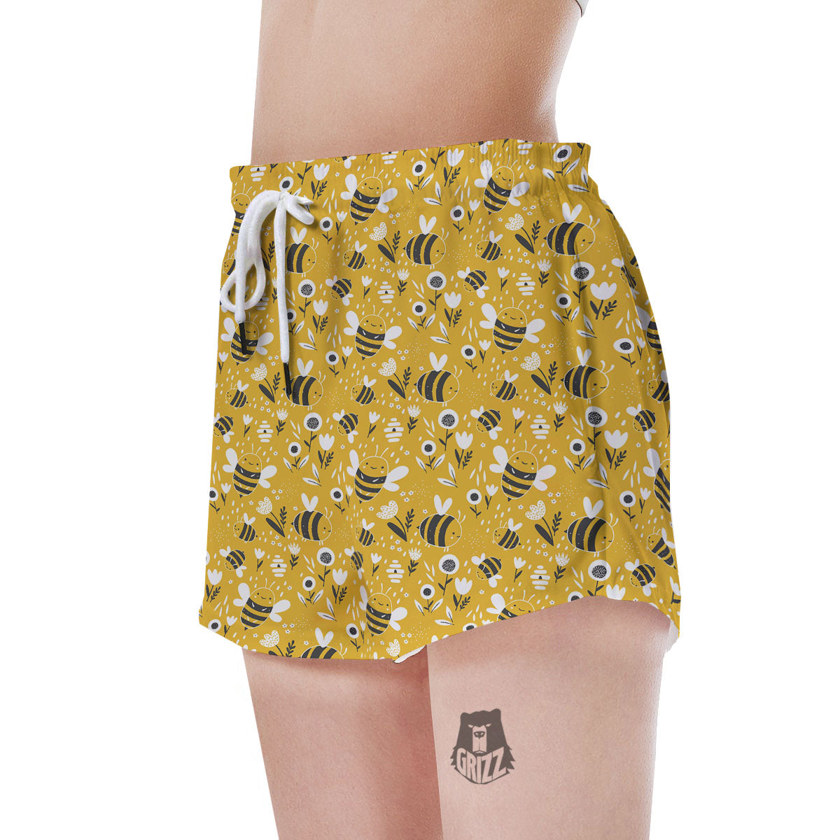 Little Bee Print Pattern Women's Shorts-grizzshop