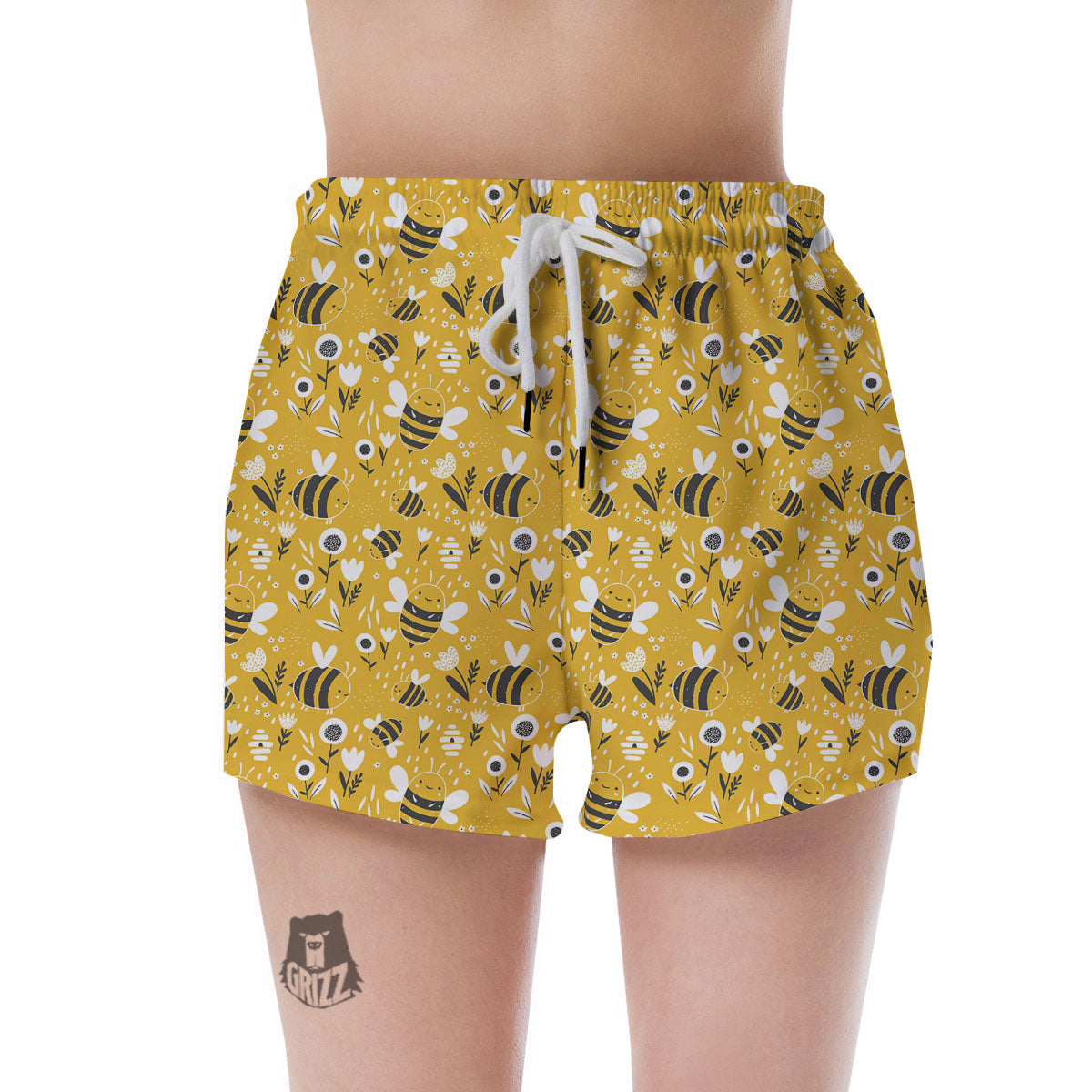 Little Bee Print Pattern Women's Shorts-grizzshop