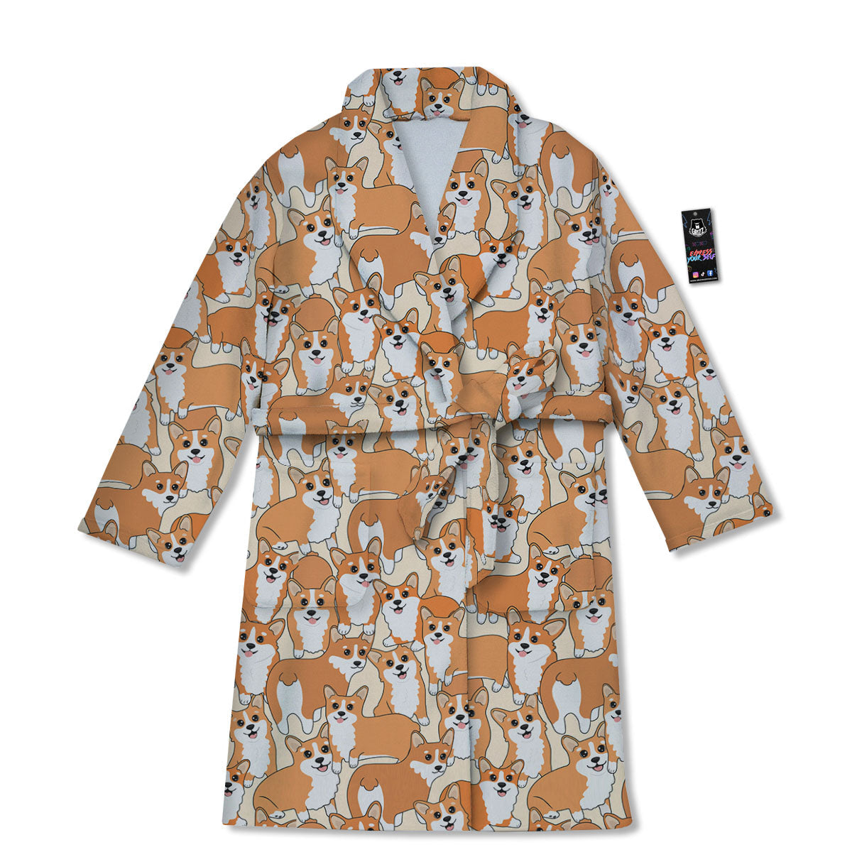 Little Corgi Print Pattern Bathrobe-grizzshop