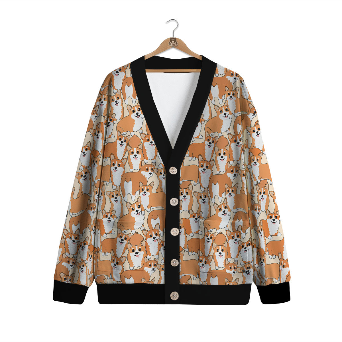 Little Corgi Print Pattern Cardigan-grizzshop