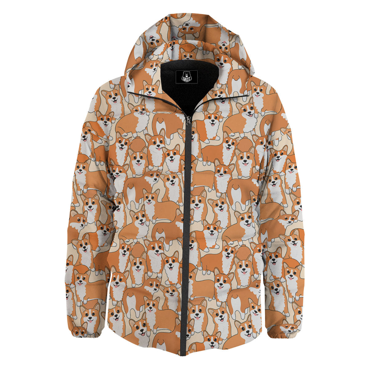 Little Corgi Print Pattern Down Jacket-grizzshop