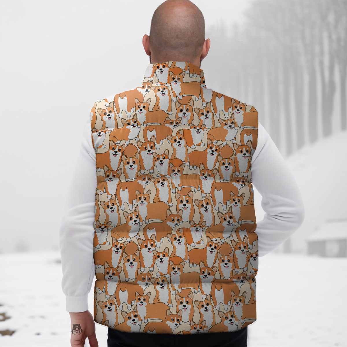 Little Corgi Print Pattern Down Vest