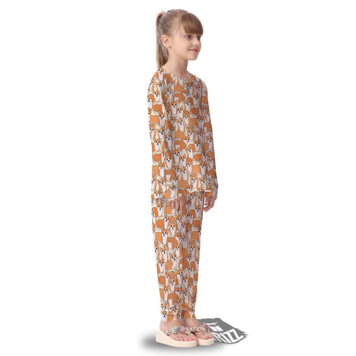 Little Corgi Print Pattern Kid's Pajamas-grizzshop