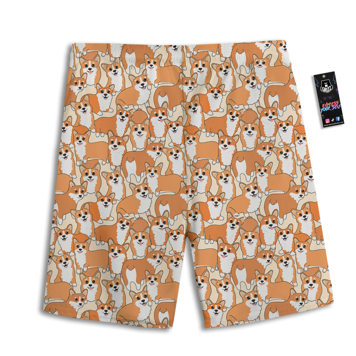 Little Corgi Print Pattern Men's Athletic Shorts