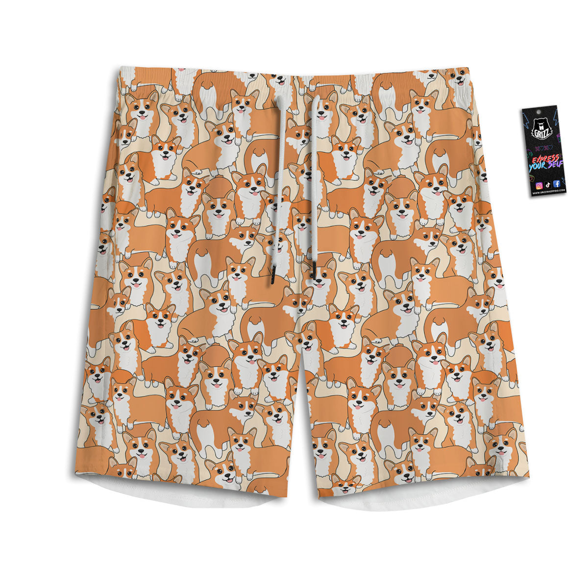 Little Corgi Print Pattern Men's Athletic Shorts