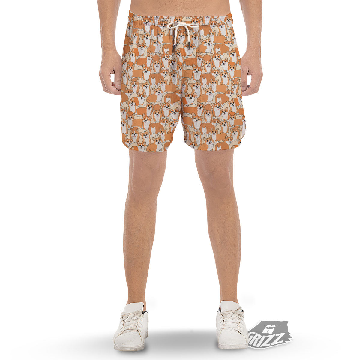 Little Corgi Print Pattern Men's Gym Shorts-grizzshop