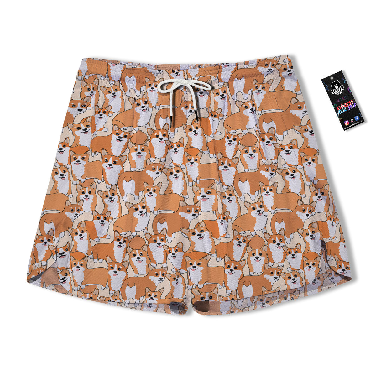 Little Corgi Print Pattern Men's Running Shorts-grizzshop