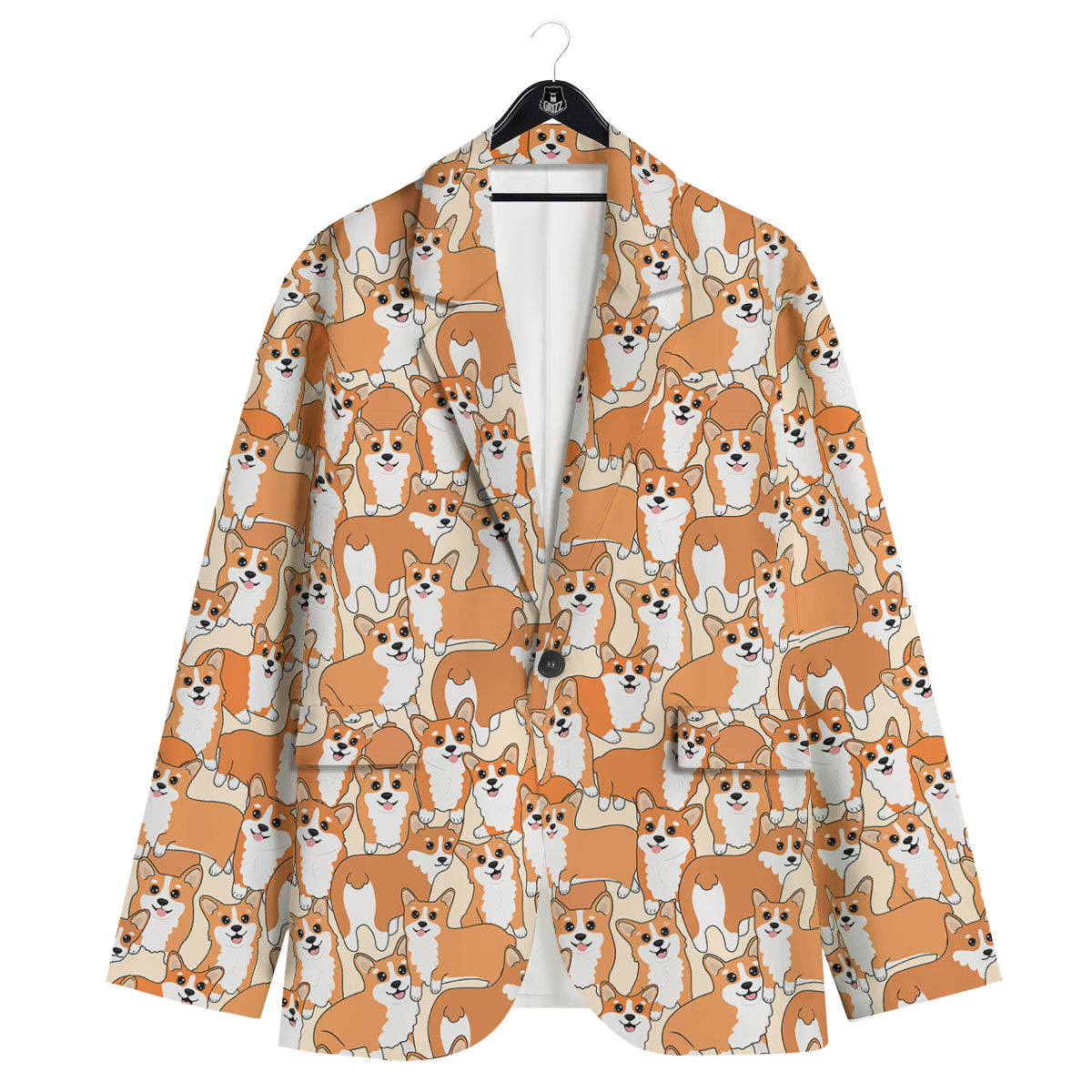 Little Corgi Print Pattern Men's Sport Coat-grizzshop