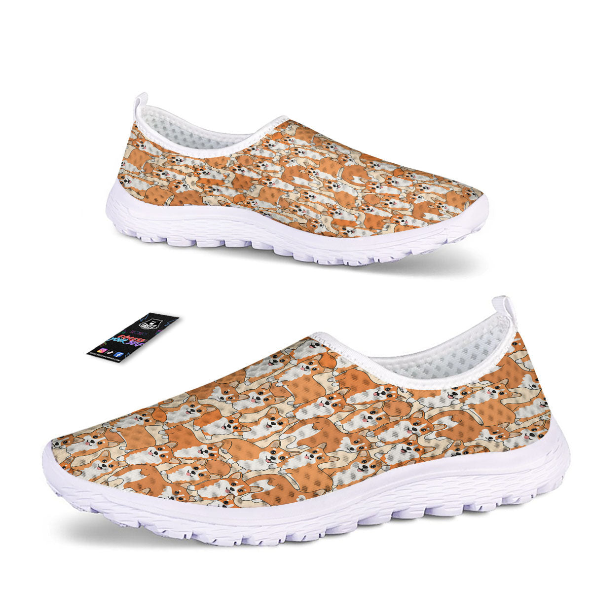 Little Corgi Print Pattern Nurse Shoes-grizzshop