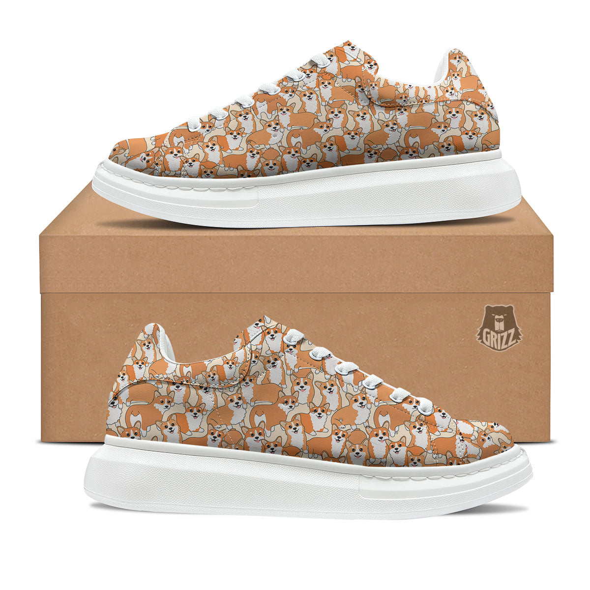 Little Corgi Print Pattern Platform Shoes-grizzshop