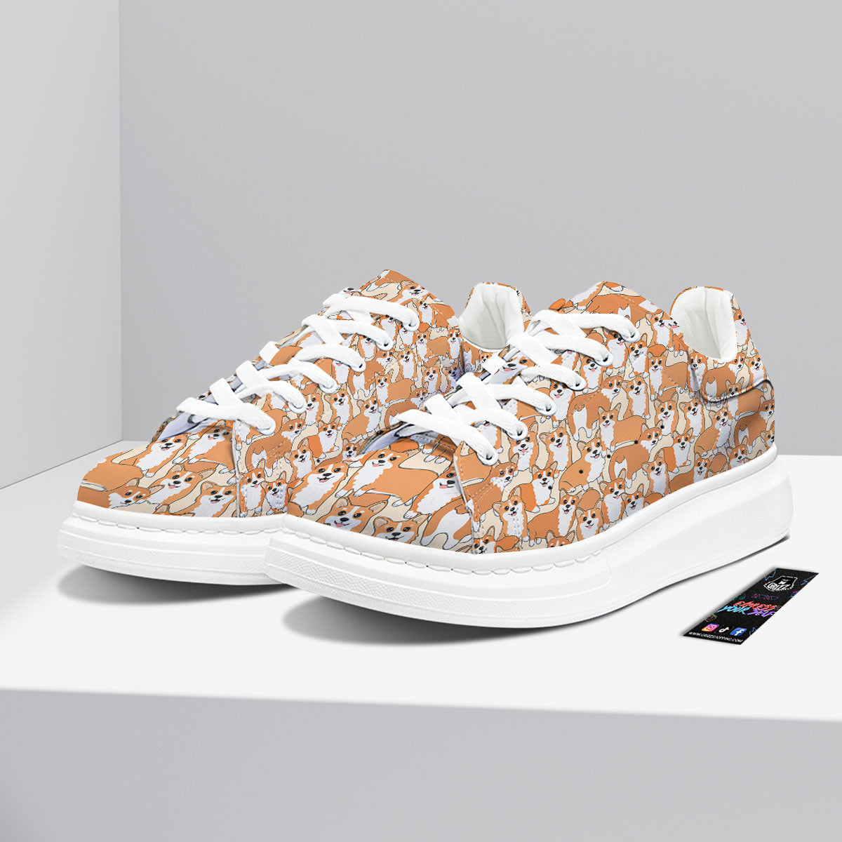 Little Corgi Print Pattern Platform Shoes-grizzshop