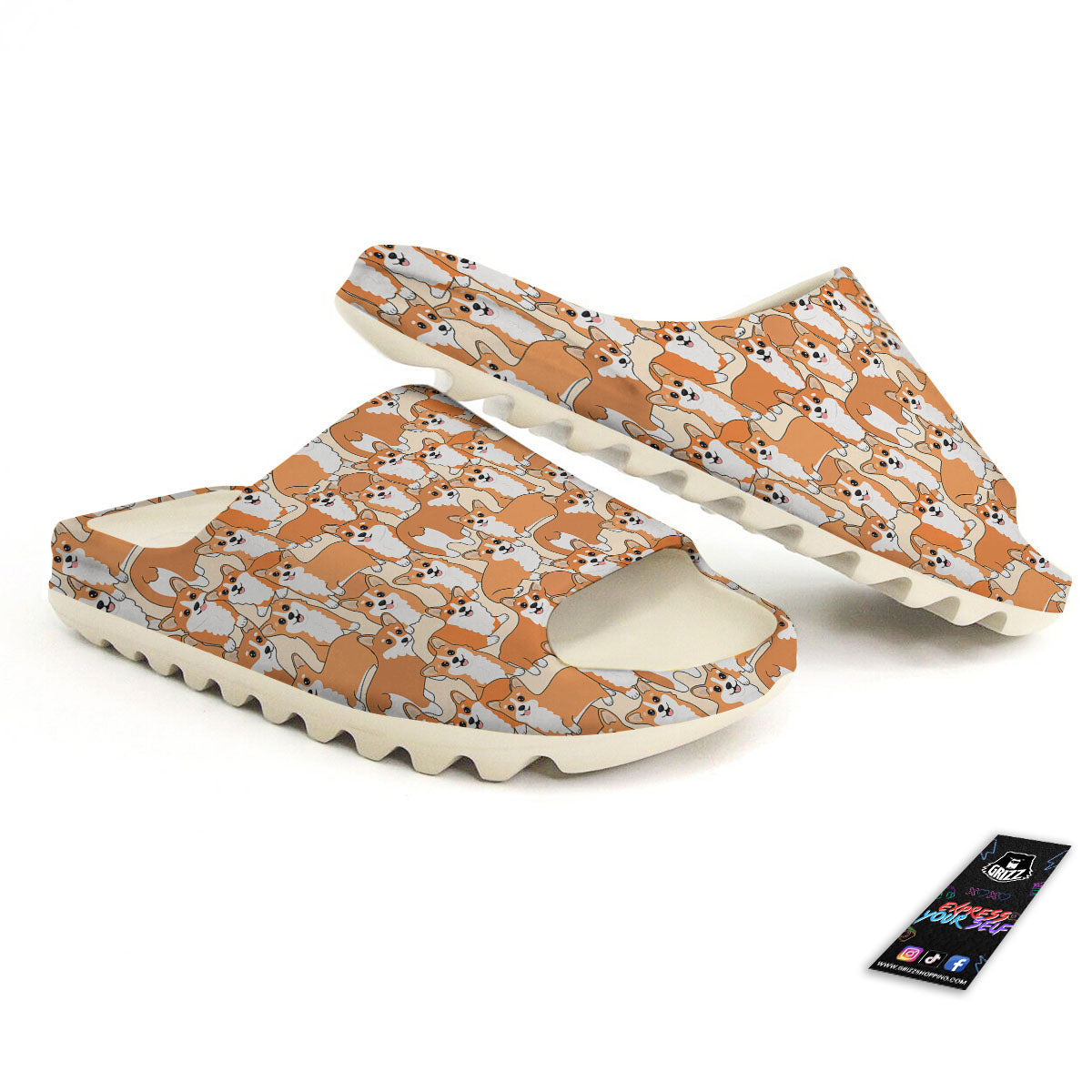 Little Corgi Print Pattern Sandals-grizzshop