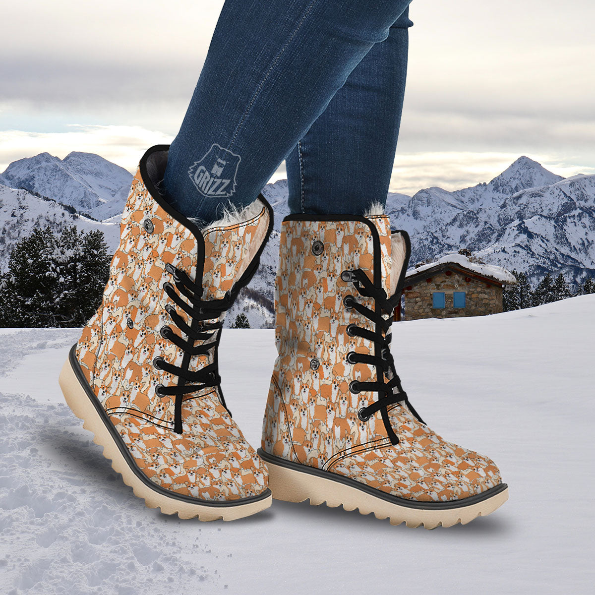 Little Corgi Print Pattern Snow Boots-grizzshop