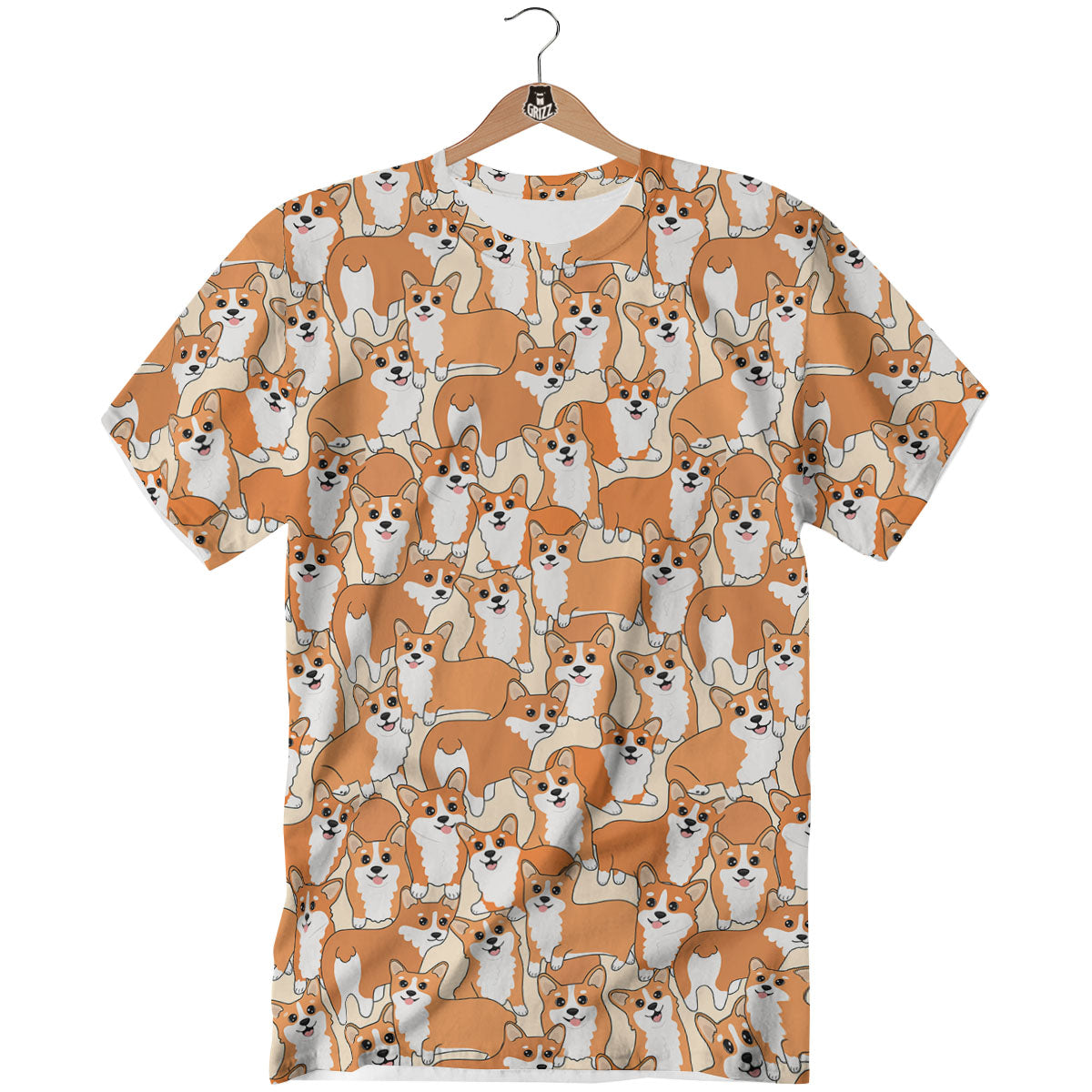 Little Corgi Print Pattern T-Shirt-grizzshop