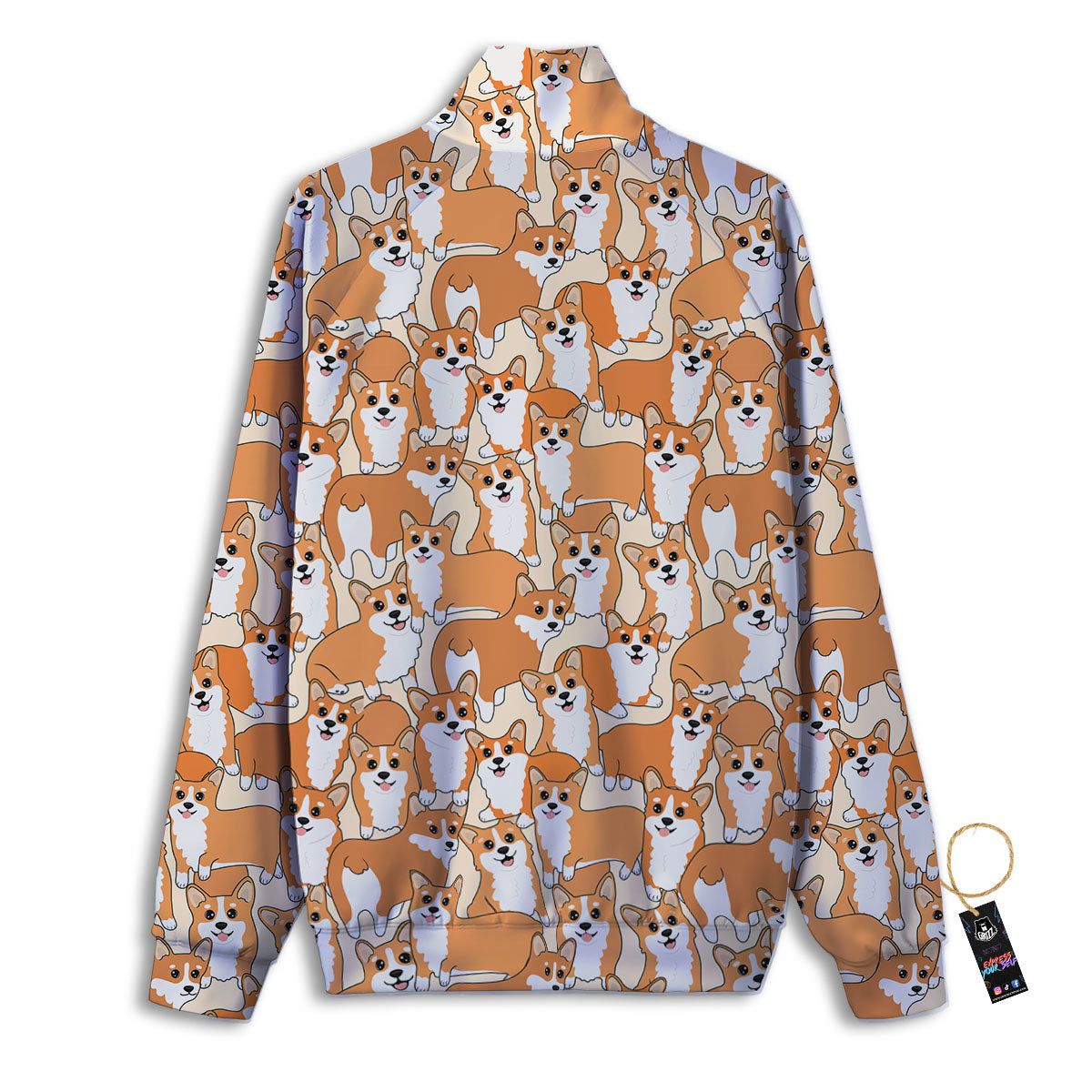 Little Corgi Print Pattern Track Jacket-grizzshop